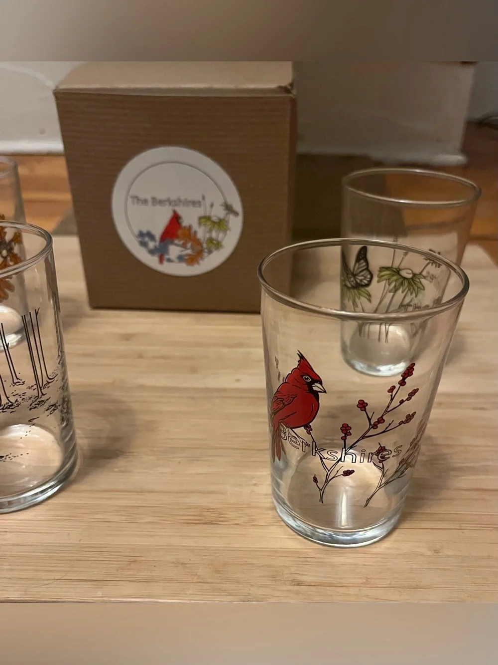 The Berkshires Seasons Glasses Set of Four 7oz Made In USA Mass MoCA NIB